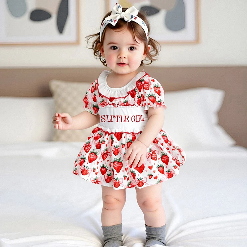 Adorable Toddler Floral Print Sleeveless Romper Dress with Bowknot Detail and Ruffled Hemline for Summer Beach Party