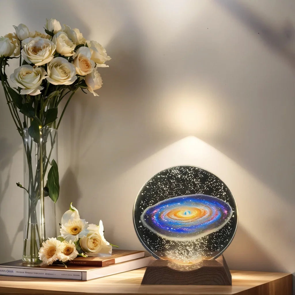 Galaxy Crystal LED Night Light Strip Base, Glass Decorative Lamp, Suitable for bedrooms, living rooms, birthday and Mother's Day