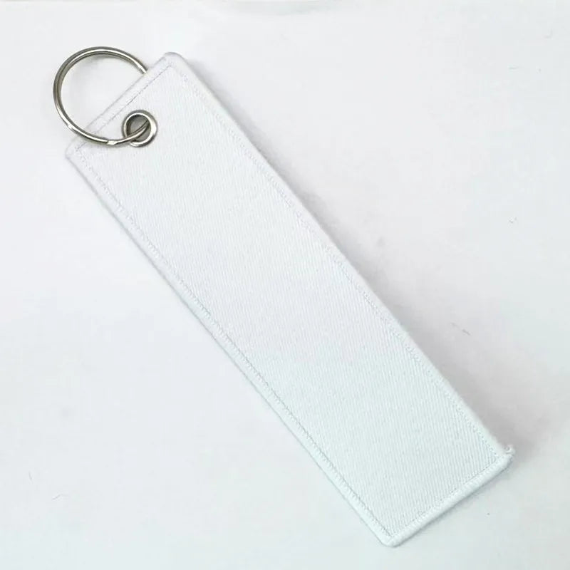 1PC Custom LOGO Keychain Blank Canvas Webbing Personalized Key Chains Motorcycle Popular Ribbon Weave Keyring Bag Accessory
